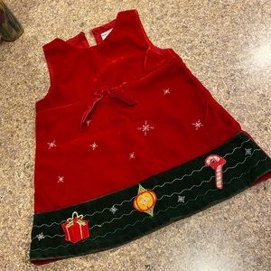 Christmas Holiday Infant 24 Months Red Green Velvety Dress